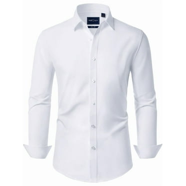 Alimens & Gentle Men's Long Sleeve Dress Shirt Stretch Stain-Resistant Button Down Shirt Formal Business Shirt