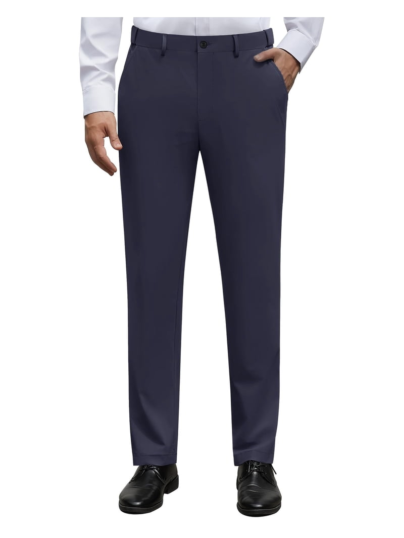 sogami Men's Stretch Dress Pants Expandable Waistband Flat Front Casual Pants