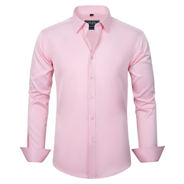 Alimens & Gentle Men's Stretch WrinkleFree Dress Shirts Long Sleeve Formal Shirt