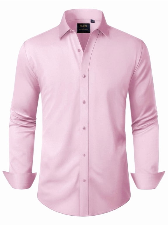 Men's Stretch Wrinkle-Free Dress Shirts Long Sleeve Formal Shirt