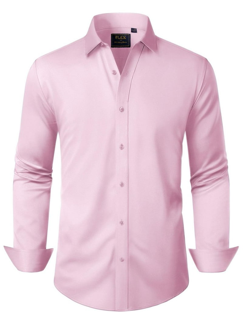 Alimens Gentle Men's Long Sleeve Dress Shirt Solid Cotton