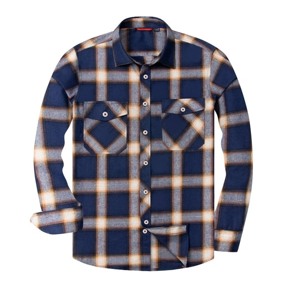 sogami Mens Buffalo Plaid Shirts Long Sleeve Cotton Shirt with Pockets