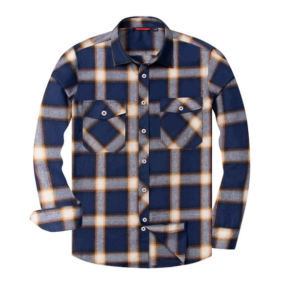 sogami Mens Buffalo Plaid Shirts Long Sleeve Cotton Shirt with Pockets