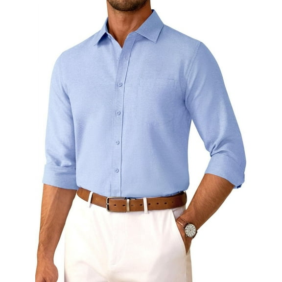 sogami Mens Button Up Shirt Cotton Oxford Shirt For Men Casual Blue Cotton Dress Shirt