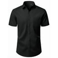 thumbnail image 1 of sogami Mens Button Up Shirt Stretched Wrinkle Free Short Sleeve Black Dresses Shirt For Work, 1 of 6