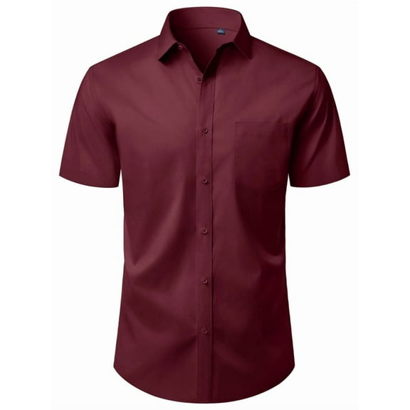 sogami Mens Button Up Shirt Stretched Wrinkle Free Short Sleeve Dresses Shirt For Casual