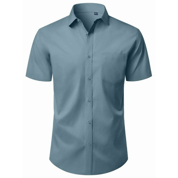 sogami Mens Button Up Shirt Stretched Wrinkle Free Short Sleeve Dresses Shirt For Casual