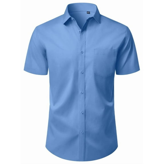 sogami Mens Button Up Shirt Stretched Wrinkle Free Short Sleeve Dresses Shirt For Casual