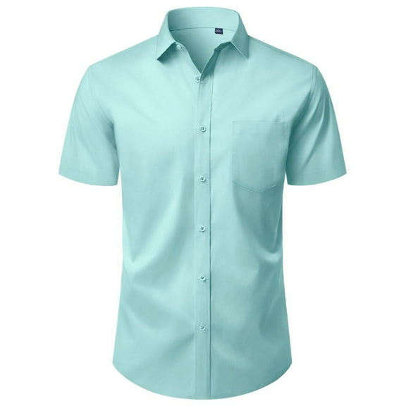 sogami Mens Button Up Shirt Stretched Wrinkle Free Short Sleeve Dresses Shirt For Casual