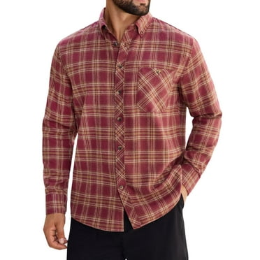 Alimens & Gentle Mens Flannel Shirts Casual Button Down Long Sleeve Plaid Shirts With Pocket Regular Fit Cloth For Winter