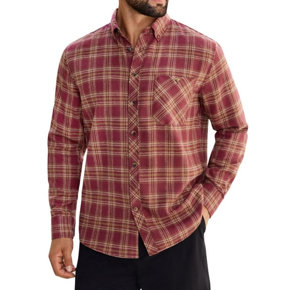 Alimens & Gentle Mens Flannel Shirts Casual Button Down Long Sleeve Plaid Shirts With Pocket Regular Fit Cloth For Winter