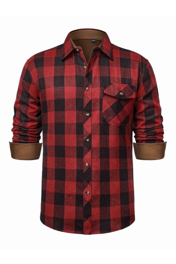 Mens Flannel Shirts Casual Long Sleeve Button Down Plaid Shirts