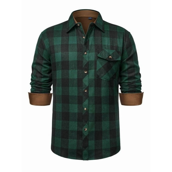sogami Mens Flannel Shirts Casual Long Sleeve Gingham Button Down Shirts With Pocket Regular Fit