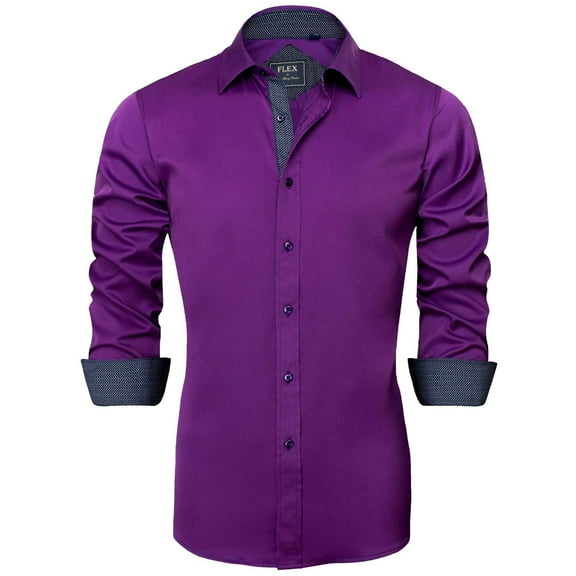 sogami Mens Long Sleeve Cotton Spandex Dress Shirt Button Down Shirts Regular Fit