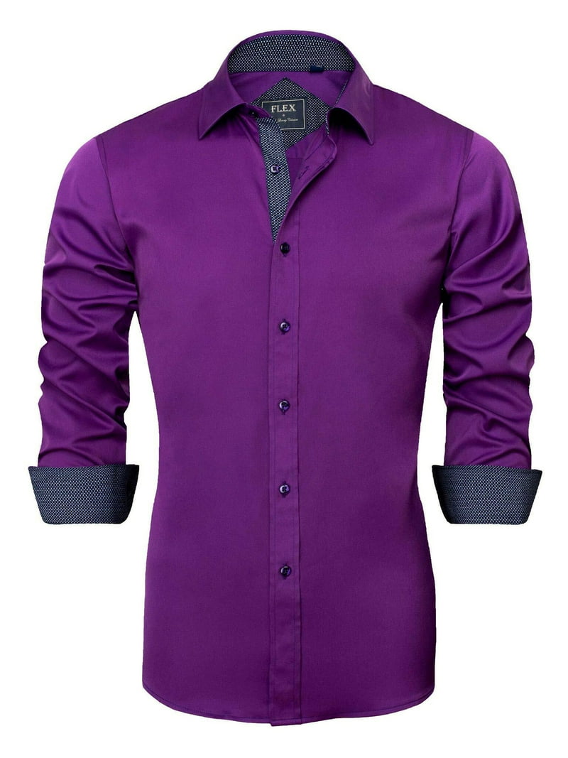 Alimens Gentle Mens Classic Stretch Cotton Dress Shirt, Long