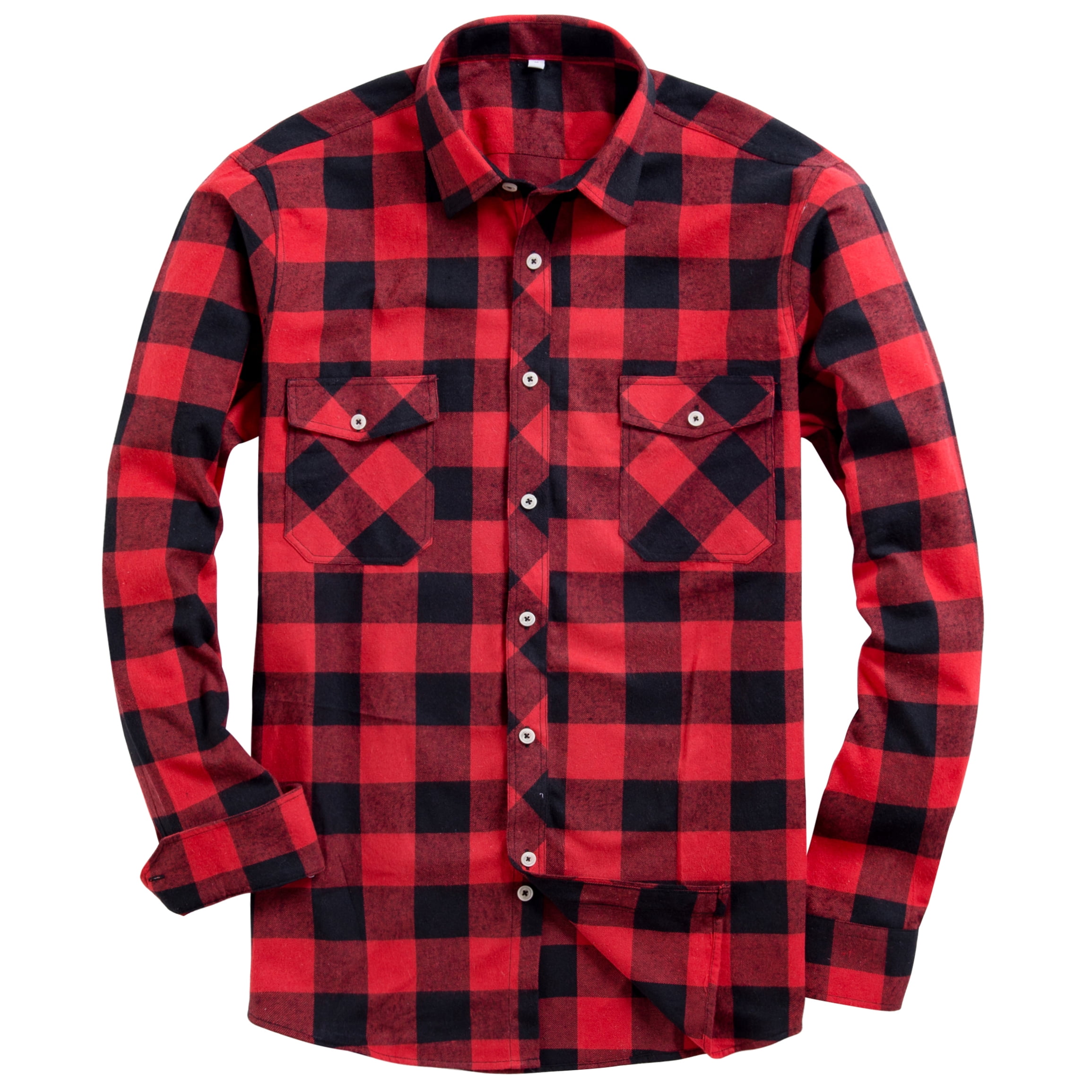 Alimens & Gentle Mens Long Sleeve Red Plaid Flannel Shirts Big & Tall