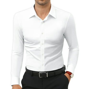 Alimens & Gentle Mens Long Sleeve Stretch Dress Shirt Wrinkle-Free Button Down Shirts