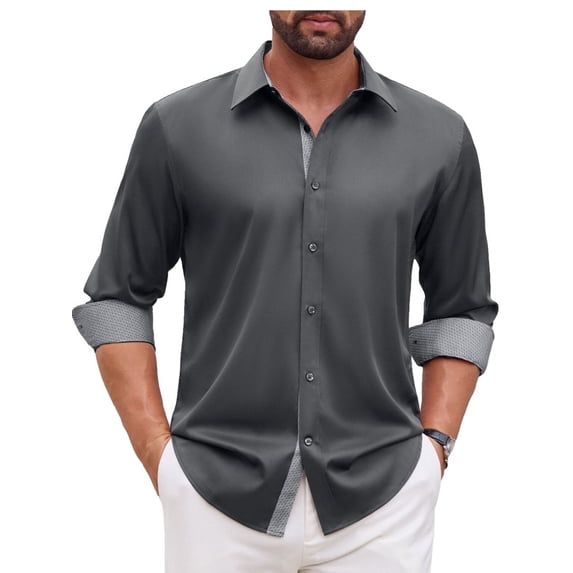 sogami Mens Long Sleeve Stretch Dress Shirts Casual Button Down Shirt