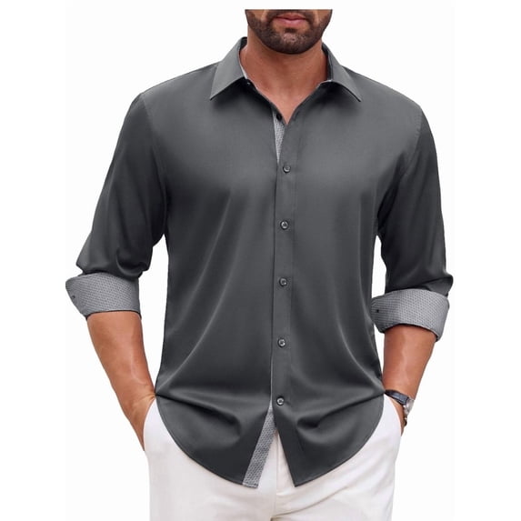 sogami Mens Long Sleeve Stretch Dress Shirts Casual Button Down Shirt