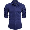 thumbnail image 1 of sogami Mens Long Sleeve Stretch Dress Shirts Wrinkle-Free Solid Button Down Shirts, 1 of 7