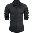 thumbnail image 1 of sogami Mens Long Sleeve Stretch Dress Shirts Wrinkle-Free Solid Button Down Shirts, 1 of 8