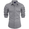 thumbnail image 1 of sogami Mens Long Sleeve Stretch Dress Shirts Wrinkle-Free Solid Button Down Shirts, 1 of 8