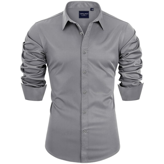 sogami Mens Long Sleeve Stretch Dress Shirts Wrinkle-Free Solid Button Down Shirts