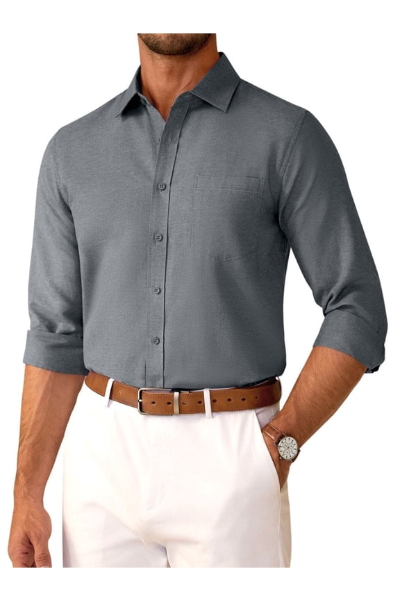 Mens Oxford Button Down Shirt Cotton Formal Collar Dresses Shirt For Office