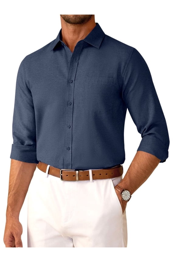 Mens Oxford Button Down Shirt Slim Fit Point Collar Dresses Shirt For Business