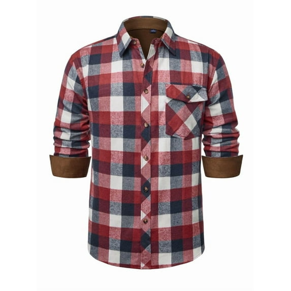 sogami Mens Plaid Button Up Shirt Casual Long Sleeve Flannel Shirts Relaxed Fit Cloth For Winter