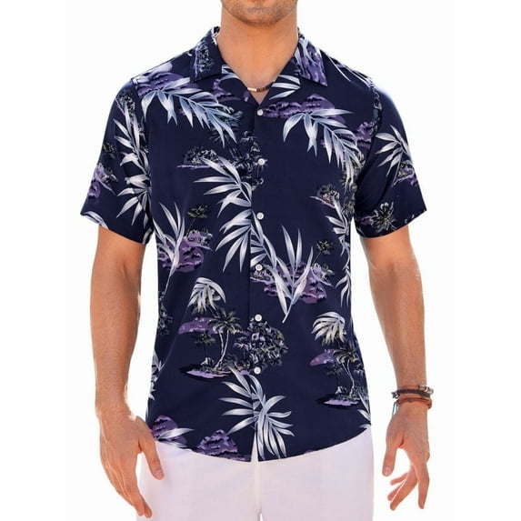 sogami Mens Short Sleeve Hawaiian Aloha Shirts Summer Tropical Camp Collar Shirt