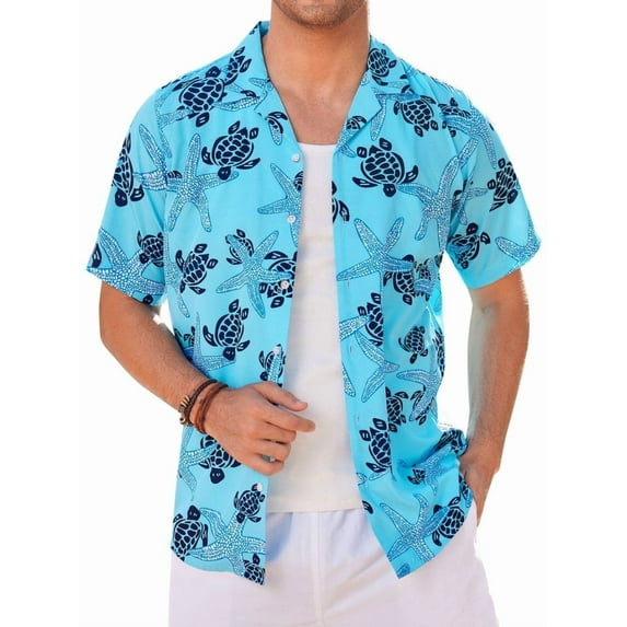 sogami Mens Short Sleeve Hawaiian Shirt Printed Aloha Summer Beach Shirts