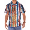 thumbnail image 1 of sogami Mens Short Sleeve Hawaiian Shirts Stripe Pattern Summer Cotton Shirt, 1 of 7
