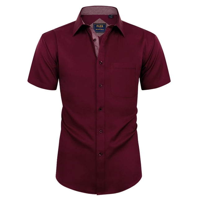 Alimens & Gentle Mens Short Sleeve Stretch Button Down Shirt with