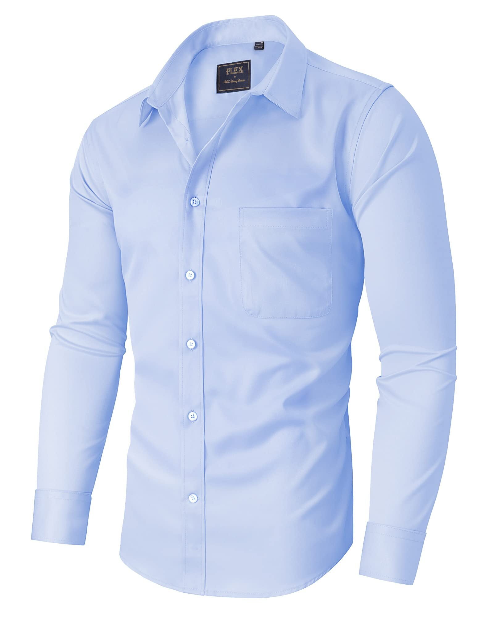 Alimens & Gentle Mens Solid Long Sleeve Button Down Shirts with Pocket