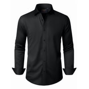 sogami Mens Solid Long Sleeve Dress Shirts Stretch Cotton Business Shirt