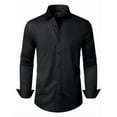 thumbnail image 1 of sogami Mens Solid Long Sleeve Dress Shirts Stretch Cotton Business Shirt, 1 of 8