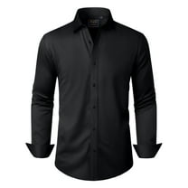 Alimens & Gentle Mens Solid Long Sleeve Dress Shirts Stretch Cotton Business Shirt