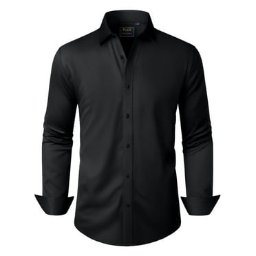 Alimens & Gentle Mens Solid Long Sleeve Dress Shirts Stretch Cotton Business Shirt
