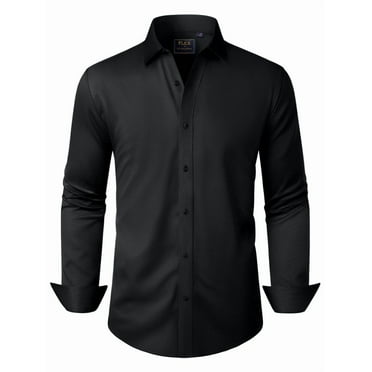 Alimens & Gentle Mens Solid Long Sleeve Dress Shirts Stretch Cotton Business Shirt