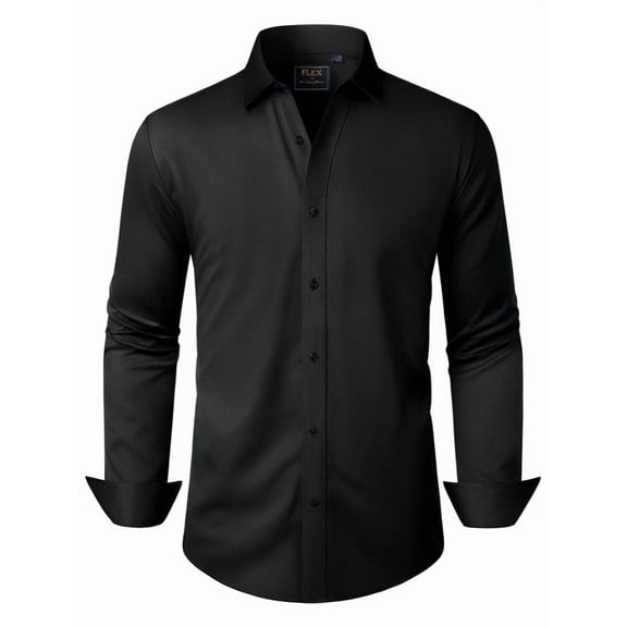 Alimens & Gentle Mens Solid Long Sleeve Dress Shirts Stretch Cotton Business Shirt