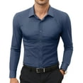 thumbnail image 1 of sogami Mens Stretch Dress Shirts Solid Casual Button Down Shirts Slim Fit, 1 of 8