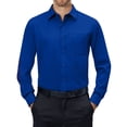 thumbnail image 1 of sogami Mens Wrinkle-free Long Sleeve Dress Shirt Solid Stretch Blue Button Down Shirt Casual Business Wedding, 1 of 7