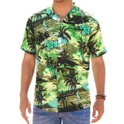 Alimens & Gentle Mens Cotton Short Sleeve Hawaiian Shirts Holiday Casual Button Down Shirt