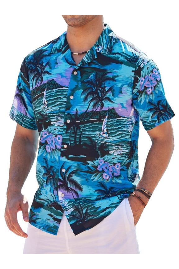 Mens's Hawaiian Shirts Beach Vacation Party Short Sleeve Aloha Shirt