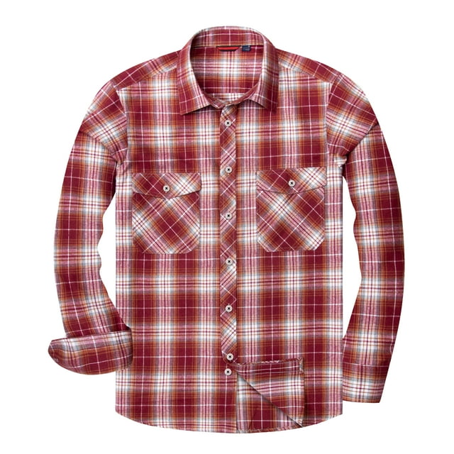 Alimens & Gentle Red Plaid Flannel Shirts for Men Long Sleeve Casual ...