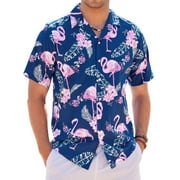 Alimens & Gentle Mens Cotton Short Sleeve Hawaiian Shirts Holiday Casual Button Down Shirt