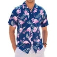thumbnail image 1 of sogami Short Sleeve Casual Button Down Shirt for Men Flamingo Hawaiian Shirts, 1 of 6