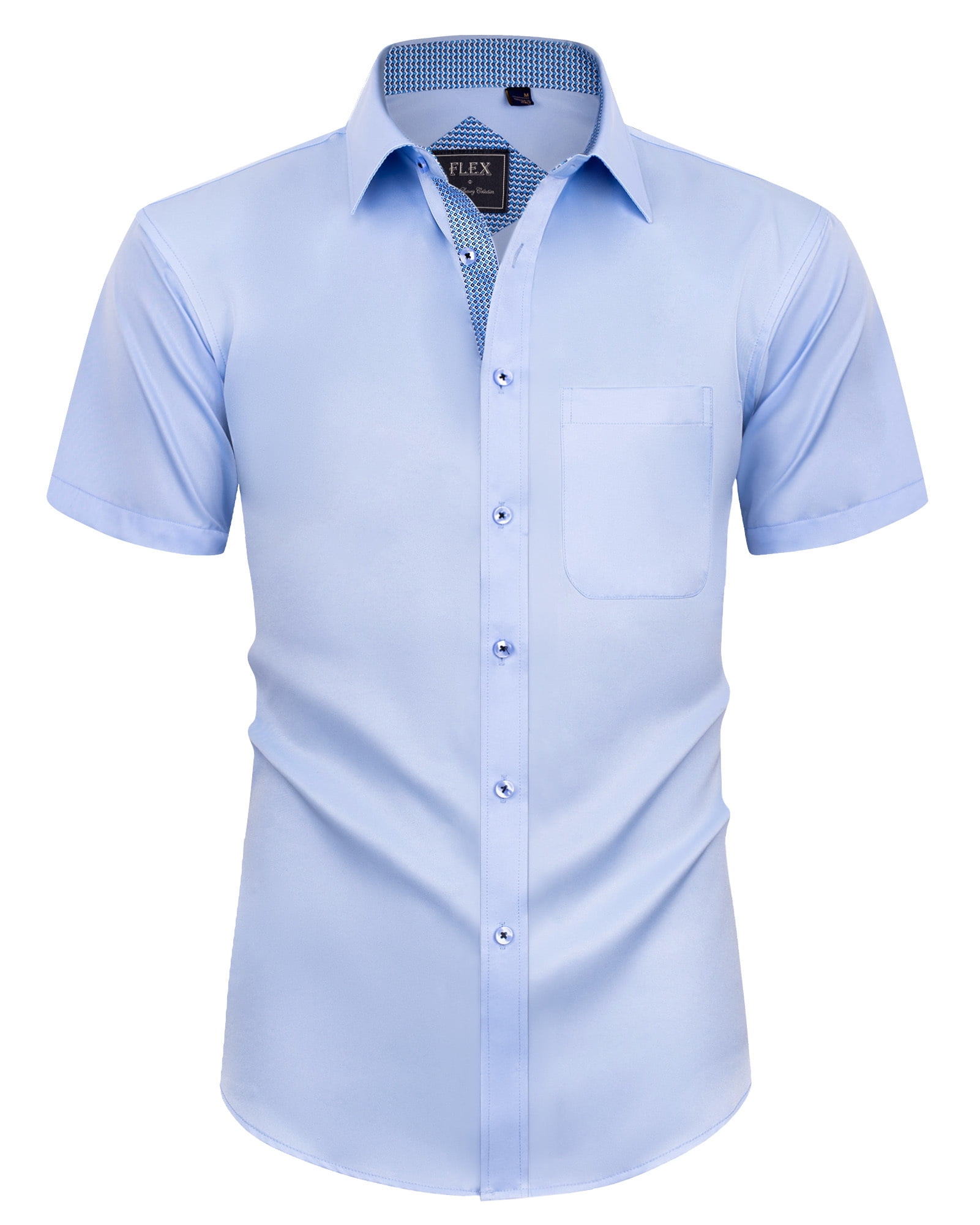 Alimens & Gentle Short Sleeve Cotton Spandex Dress Shirt Casual Button ...