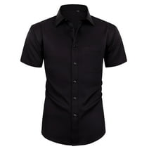 Alimens & Gentle Short Sleeve Dress Shirts for Men Stretch Casual Button Down Shirt